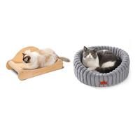 Avont Sisal Cat Scratcher Bed Bundle with Fluffy Cat Bed for Indoor Cats