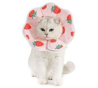 Avont Soft Cat Recovery Cone Collar, Adjustable Lightweight Kitten E-Collar for Small Dogs, Comfortable Neck Donut Stop Licking Scratching After Surgery -Strawberry(M)