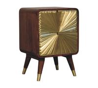 Avora Brass Embossed 2 Drawer Chestnut Nightstand