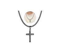 Avotto 316L Stainless Steel Cross Necklace Graduation Gift for Men Boys Silver Gold Black Mens Boys Chain Necklace 5mm Never Fade Durable Cuban Chain Cross Pendant Jewelry 14-24 Inch, 22inch(55cm