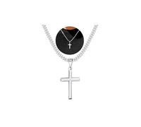 Avotto 316L Stainless Steel Cross Necklace Graduation Gift for Men Boys Silver Gold Black Mens Boys Chain Necklace 5mm Never Fade Durable Cuban Chain Cross Pendant Jewelry 14-24 Inch, 16 inch(41cm