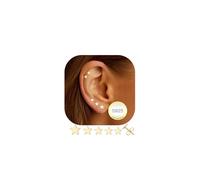 AVOTTO 5 Pairs Gold Stud Earrings for Women Hypoallergenic 14K Gold Studs Earrings Small Star Stud Earring Set for Multiple Piercings