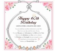 Avotto 60th Birthday Gifts for Women 925 Sterling Silver Bracelet Adjustable Silver Birthday Bracelets for Women Bracelet Birthday Gifts with Cards for Mother Daughter Sister Grandma