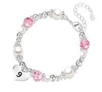 Avotto Birthday Bracelet Gifts for Girls, Adjustable Pink Heart Bracelet Girl Gifts Bracelets for Girls Daughter Sister Friends Granddaughter Niece 10th Birthday