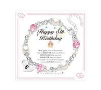 Avotto Birthday Bracelet Gifts for Girls, Adjustable Pink Heart Bracelet Girl Gifts Bracelets for Girls Daughter Sister Friends Granddaughter Niece 11th Birthday