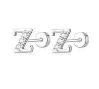 AVOTTO Silver Flat Back Stud Earrings for Women Girls Hypoallergenic Letter Initial Stud Earrings Small Silver Earrings For Women Girls Birthday Gift