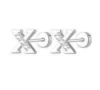 AVOTTO Silver Flat Back Stud Earrings for Women Girls Hypoallergenic Letter Initial Stud Earrings Small Silver Earrings For Women Girls Birthday Gift