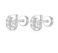 AVOTTO Silver Flat Back Stud Earrings for Women Girls Hypoallergenic Letter Initial Stud Earrings Small Silver Earrings For Women Girls Birthday Gift