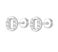 AVOTTO Silver Flat Back Stud Earrings for Women Girls Hypoallergenic Letter Initial Stud Earrings Small Silver Earrings For Women Girls Birthday Gift