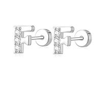 AVOTTO Silver Flat Back Stud Earrings for Women Girls Hypoallergenic Letter Initial Stud Earrings Small Silver Earrings For Women Girls Birthday Gift