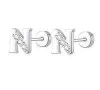 AVOTTO Silver Flat Back Stud Earrings for Women Girls Hypoallergenic Letter Initial Stud Erarrings Small Silver Erarrings For Women Girls Earrings Birthday Gift