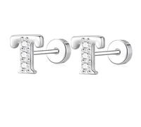 AVOTTO Silver Flat Back Stud Earrings for Women Girls Hypoallergenic Letter Initial Stud Erarrings Small Silver Erarrings For Women Girls Earrings Birthday Gift