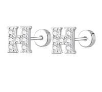 AVOTTO Silver Flat Back Stud Earrings for Women Girls Hypoallergenic Letter Initial Stud Erarrings Small Silver Erarrings For Women Girls Earrings Birthday Gift