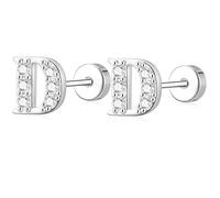 AVOTTO Silver Flat Back Stud Earrings for Women Girls Hypoallergenic Letter Initial Stud Erarrings Small Silver Erarrings For Women Girls Earrings Birthday Gift