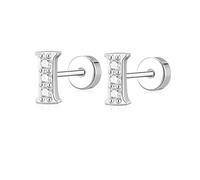 AVOTTO Silver Flat Back Stud Earrings for Women Girls Hypoallergenic Letter Initial Stud Erarrings Small Silver Erarrings For Women Girls Earrings Birthday Gift