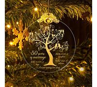 AVQOHE 50th Wedding Anniversary Ornament, 3" Crystal Glass Mr. & Mrs. Gift for Couple, Husband, Wife, Parents, Grandparents, Celebratory Events