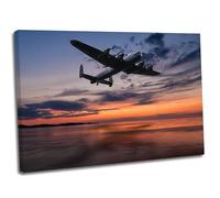 Avro Lancaster Sunset Wall Art Framed Canvas Print WW2 Picture (20x30 Inch / 51x76cm)