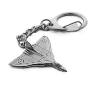 Avro Vulcan Strategic Bomber Aeroplane Pewter Keyring in a Grey Burlap Pouch
