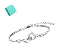 AVRYN Bracelets,Soul Sister Heart Bracelet - Cherish Your Bond,S925 Sterling Silver Two Interlocking Hearts Bracelet Gifts (Color : Platinum)