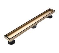 AVSIILE Linear Shower Floor Drain, Brushed Gold 24 Inch 304 Stainless Steel Bathroom Drains Kit, Rectangular Shower Trench Drain with Reversable Tile-in Pattern Drain Cover & Hair Catcher