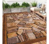 AVSMGP 3D Stone Rug Outdoor Indoor -Realistic Stone Texture Non-Slip Carpet Weather Resistant Patio Mat for Garden, Poolside, Deck, Balcony & High Traffic Areas,A,160x230cm(63 x90.55)