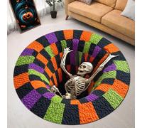 AVSMGP Halloween Rugs 3D with Multiple Patterns Spiderweb, Pumpkin & Ghost Design, Soft Plush Carpet Illusion Door Mat for Living Room, Bedroom,Party Decor & Gifts,P,100CM/3' 3.37"