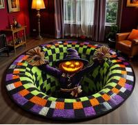 AVSMGP Halloween Rugs 3D with Multiple Patterns Spiderweb, Pumpkin & Ghost Design, Soft Plush Carpet Illusion Door Mat for Living Room, Bedroom,Party Decor & Gifts,R,40CM/1' 3.75"