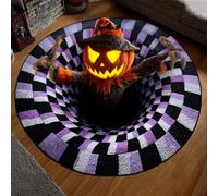 AVSMGP Halloween Rugs 3D with Multiple Patterns Spiderweb, Pumpkin & Ghost Design, Soft Plush Carpet Illusion Door Mat for Living Room, Bedroom,Party Decor & Gifts,F,60CM/1' 11.62"
