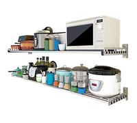 AVSMGP Microwave Shelf Wall Mounted Stainless Steel Microwave Oven Rack Shelf 16 Inches Deep Length 60Cm-150Cm for Kitchen, Bathroom, Storage Room,Save Space,100 * 38cm