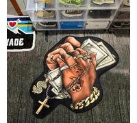 AVSMGP Money Rug Hip Hop Decor, Dollar Bill Print Bath Mat Non-Slip, Plush Soft Absorbent Microfiber Carpet for Living Room, Bedroom, Bathroom, Luxury Style Door,L,100x200cm/39x78"