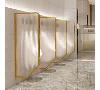 AVSMGP Urinal Partition with Tempered Glass And Stainless Steel, Wall-Mounted Men Urinal Privacy Screen for Hotel/Schools/Kindergartens/Shopping Malls/Public Places,Art Deco,GOLD,2PCS