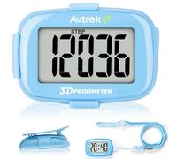 AVTREK Step Counter with Clip and Lanyard, 3D Pedometer Steps Counter With Time Display and LED Backlight, Simple Step Counters for Walking Running, Men Women Elder(Blue)