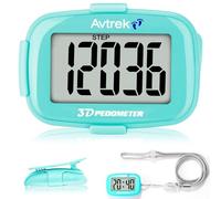 AVTREK Step Counter with Clip and Lanyard, 3D Pedometer with Time Display and LED Backlight, Simple Step Counter for Walking Running, Men Women Elder(Green)