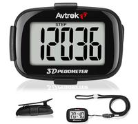 AVTREK Step Counter with Clip and Lanyard, 3D Pedometer with Time Display and LED Backlight, Simple Step Counter for Walking Running, Men Women Elder(Black)