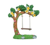 Avtytsda Miniature Fairy Garden Swing, Flower Tree Swing Figurine, Handmade Resin Swing for Micro Landscape Courtyard Garden Outdoor Display Decor, Dollhouse Decorative Mini Furniture (Swing D)