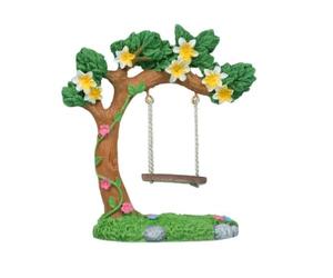 Avtytsda Miniature Fairy Garden Swing, Flower Tree Swing Figurine, Handmade Resin Swing for Micro Landscape Courtyard Garden Outdoor Display Decor, Dollhouse Decorative Mini Furniture (Swing D)