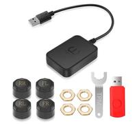 Avutrel 0-8bar TPMS Tire Pressure Monitoring System with USB Charging, 4 Tire Pressure Sensors, Android Navigation Display Compatibility, Universal Tire Pressure Monitoring for Cars, SUVs, Caravans