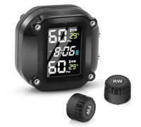 Avutrel Motorcycle TPMS Tyre Pressure Monitoring System, Wireless Tire Pressure Sensor, 5 Alarm Modes, Magnetic USB Charging, IP67 Waterproof Design, with 2 External Sensors LCD Display
