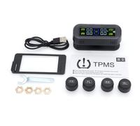 Avutrel Tire Pressure Monitoring System TPMS Tyre Pressure Monitor Solar Wireless & USB Charging with 4 External Sensors, Voice Alert Alarms for Cars Caravans SUVs RVs Trailers 0-3.5 Bar Range
