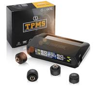 Avutrel TPMS Waterproof Tyre Pressure Monitoring System Solar Real-Time for Car Caravan SUV RV Trailer Van (0-3.5 Bar) - 4 External TPMS Sensors with 5 Alarm Modes