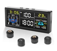 Avutrel Tyre Pressure Monitoring Systems TPMS Wireless Solar Real-Time Tyre Pressure Monitor with 4 External Sensor 5 Alarm Modes for Cars SUVs RVs Trailers Van
