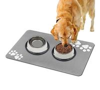Avvrel Dog Food Mat, Super Absorbent Non Slip Dog Bowl Mat, Quick Dry Diatom Dog Feeding Mat Water Dispenser Mat, Easy to Clean Pet Feeding Mat for Messy Drinkers 40x60cm (Light Grey, 40x60 cm)