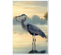 AVWXZBDFH Heron Canvas Wall Art Poster Egret Beach Animal Coastal Bird Painting Pictures Home Decor 40X60 Cm Unframed A