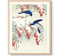 AVWXZBDFH Two Blue Birds Foraging In The Snow Canvas Picture Animals Art Prints Poster For Living Room Home Decor 40X60 Cm Frameless