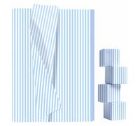 AVXINSOK 100 Sheets Light Blue Striped Tissue Paper 14 x 20 Inches Baby Blue and White Striped Gift Wrapping Tissue Paper for Gift Bags Wedding Birthday Party Packaging Crafts