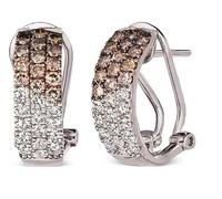 Avya Creation 3.00 Carat Round Shape Faux Brown Chocolate and White Diamond Claw Setting Wedding Engagement Hoop Earrings 14K White Gold Finish
