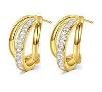 AVYEING Chunky Gold Drop Earrings, Cutout Teardrop Hoop Earrings with CZ, Hypoallergenic Gold Plated Earrings for Women, Fashion Statement Earrings Jewellery