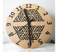 Avyli Handmade Wooden Wall Clock - Laser Cut Geometric Design - Black or Grey - UK Made - Modern Minimalist, Rustic, Nordic or Boho Style - Home, Kitchen, Office or Living Room Decor (Medium)