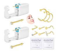 AVYRING 13Pcs Nose Piercing Kit, Self Piercing Gun with Gold Nose Studs, Painless At Home Piercing Kit