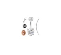 AVYRING 14G G23 Solid Titanium Belly Button Bar - 5A Cubic Zirconia Navel Piercing Jewelry, Silver Heart Belly Bar with Piercing Taper Tool, 12mm Length for Women Men
